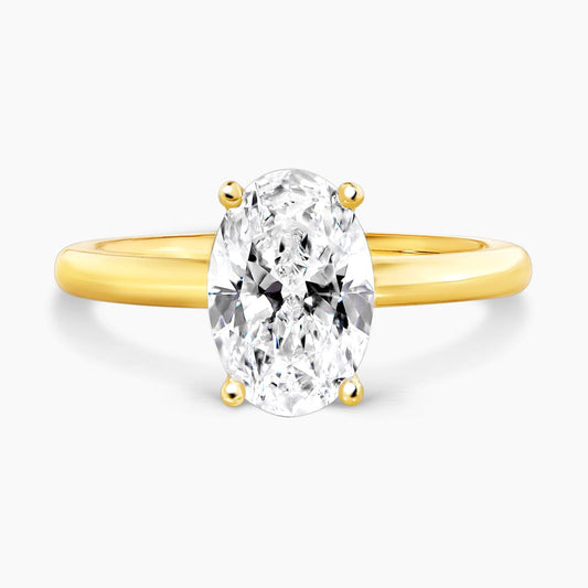 MILAN - 18ct yellow gold oval lab grown diamond solitaire ring