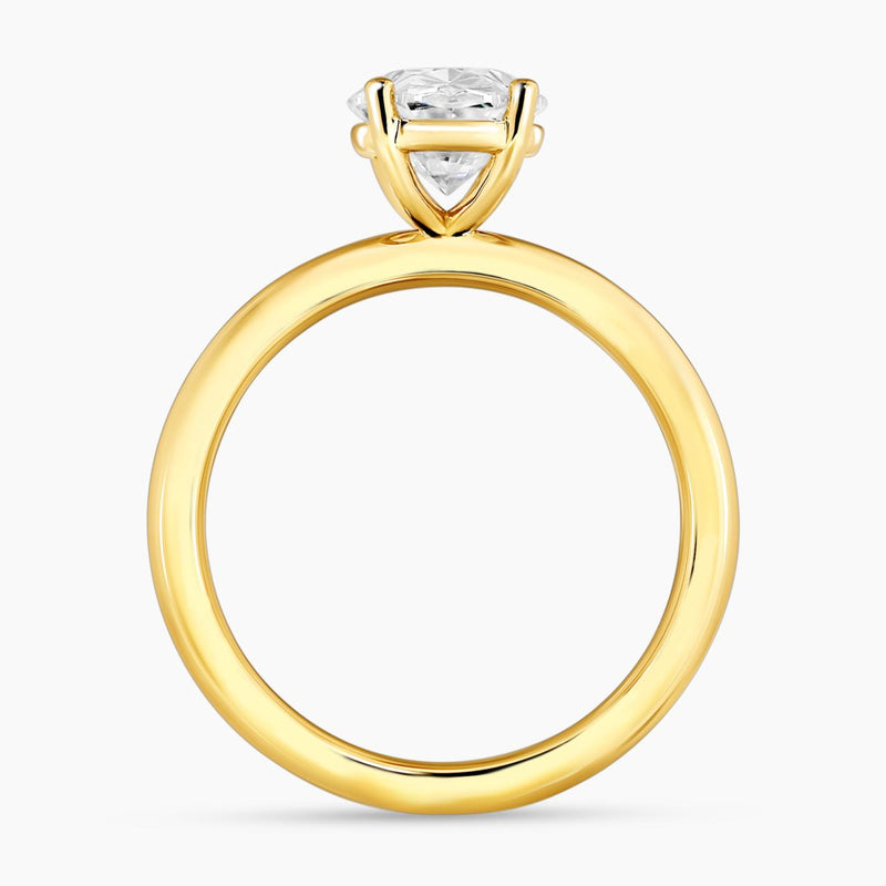 MILAN - 18ct yellow gold oval lab grown diamond solitaire ring side view