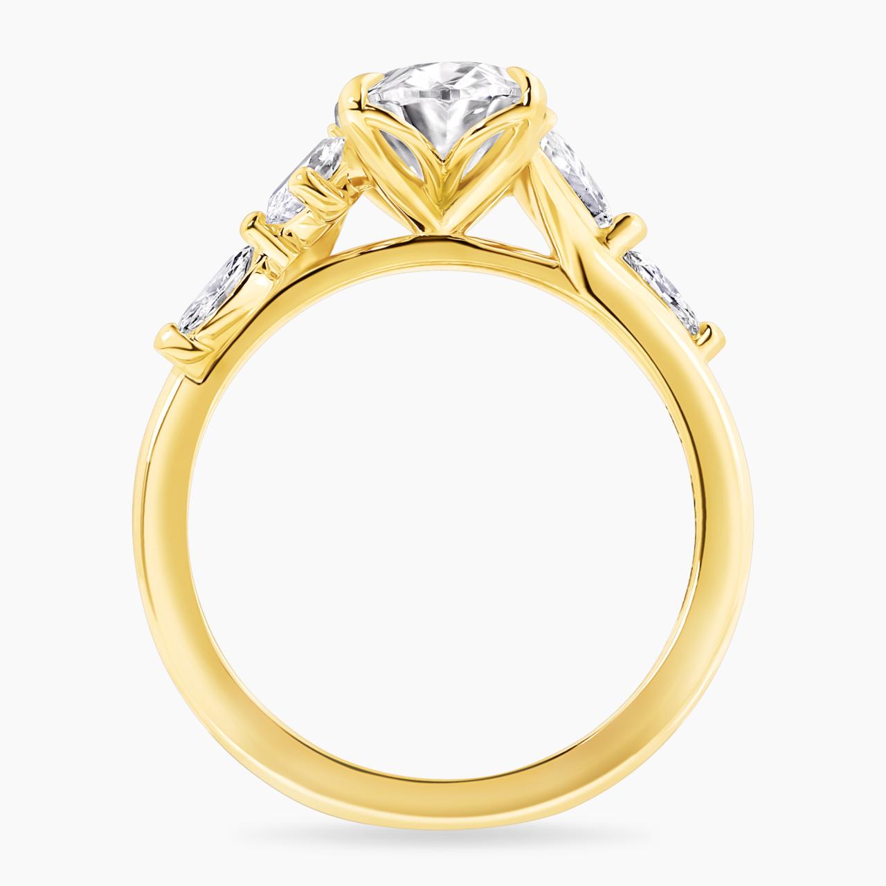 18ct yellow gold 2.00ct D VVS2 oval lab grown diamond ring with pear and marquise shaped lab grown diamonds. IGI Cert