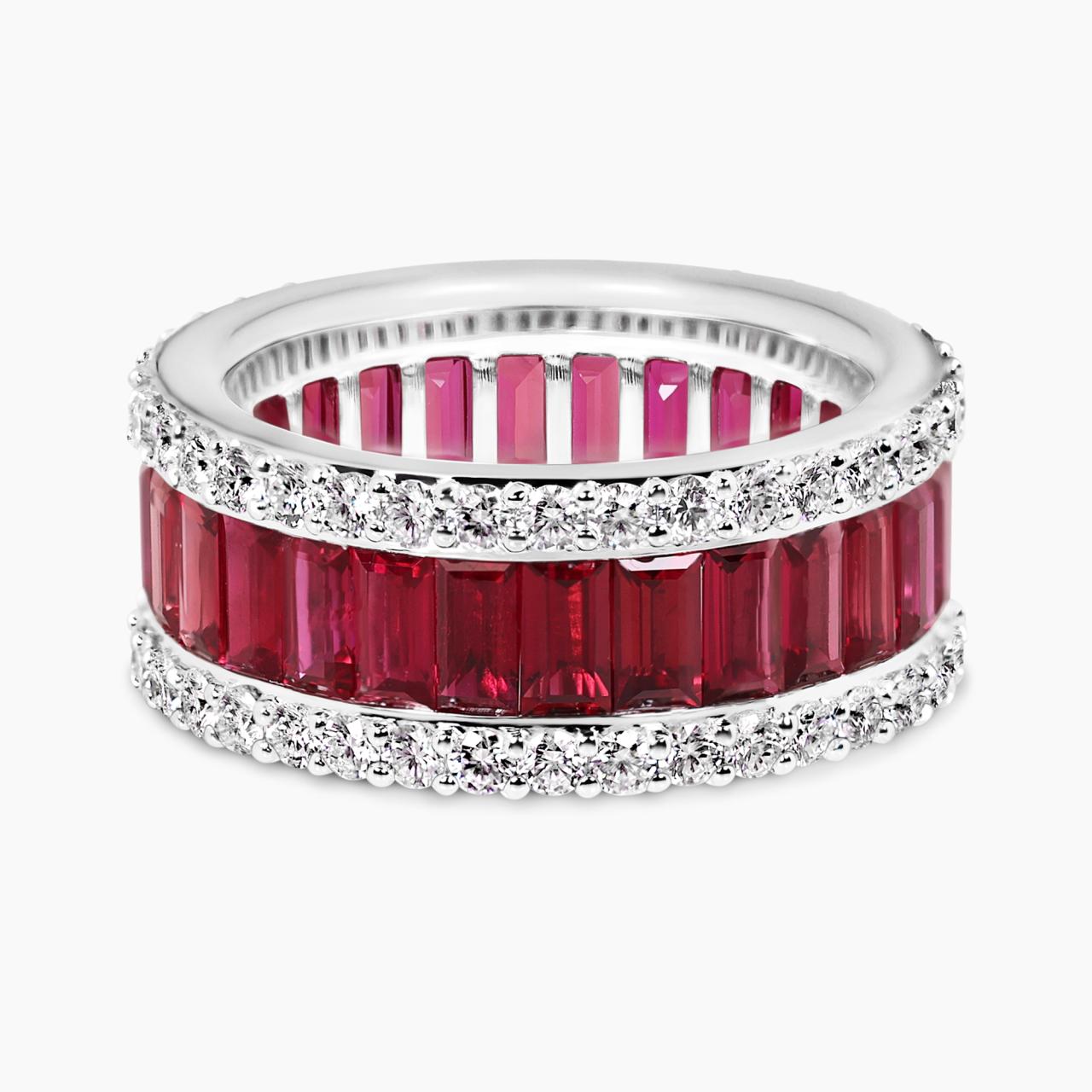 18ct white gold diamond & ruby ring