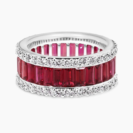18ct white gold diamond & ruby ring