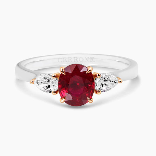 18ct white & rose gold ruby & diamond ring