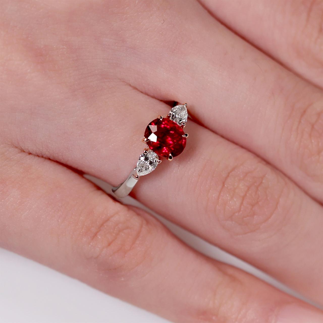 18ct white & rose gold ruby & diamond ring