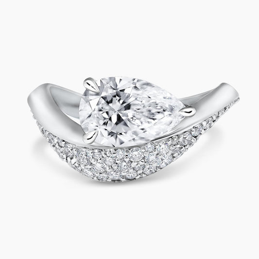 18ct white gold 1.54ct D VVS2 pear shaped lab grown diamond ring IGI Cert