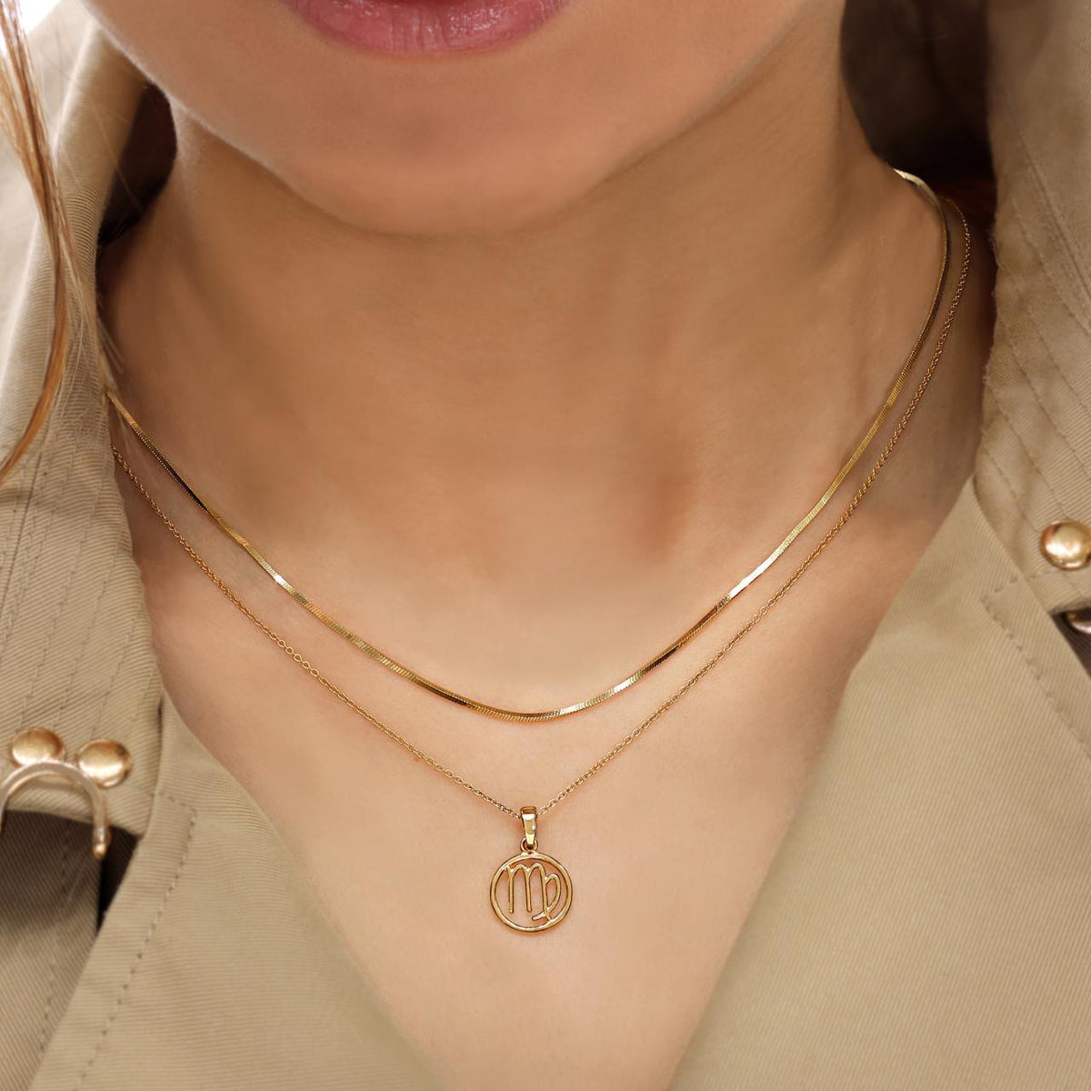 18ct yellow gold Virgo zodiac pendant