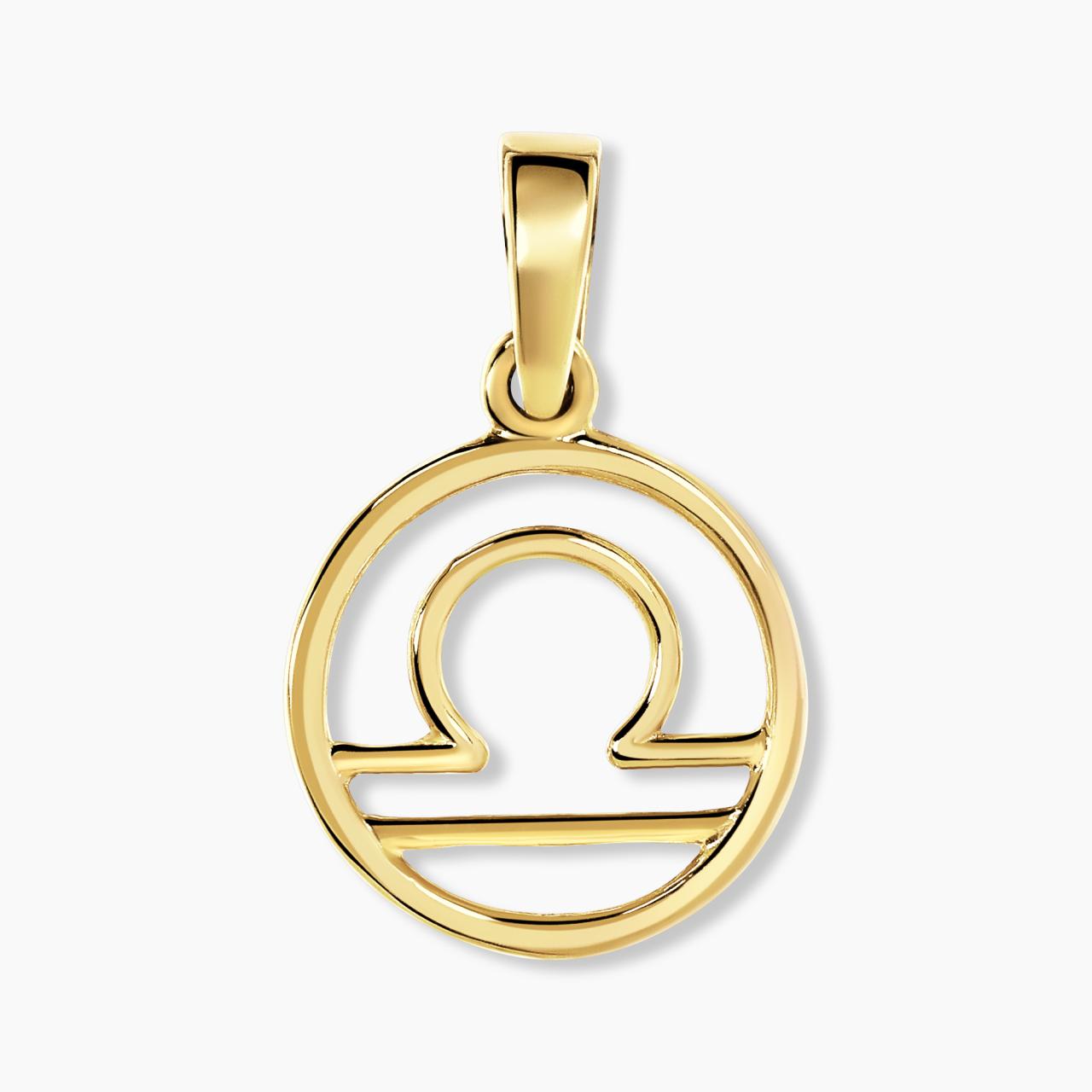 18ct yellow gold Libra zodiac pendant