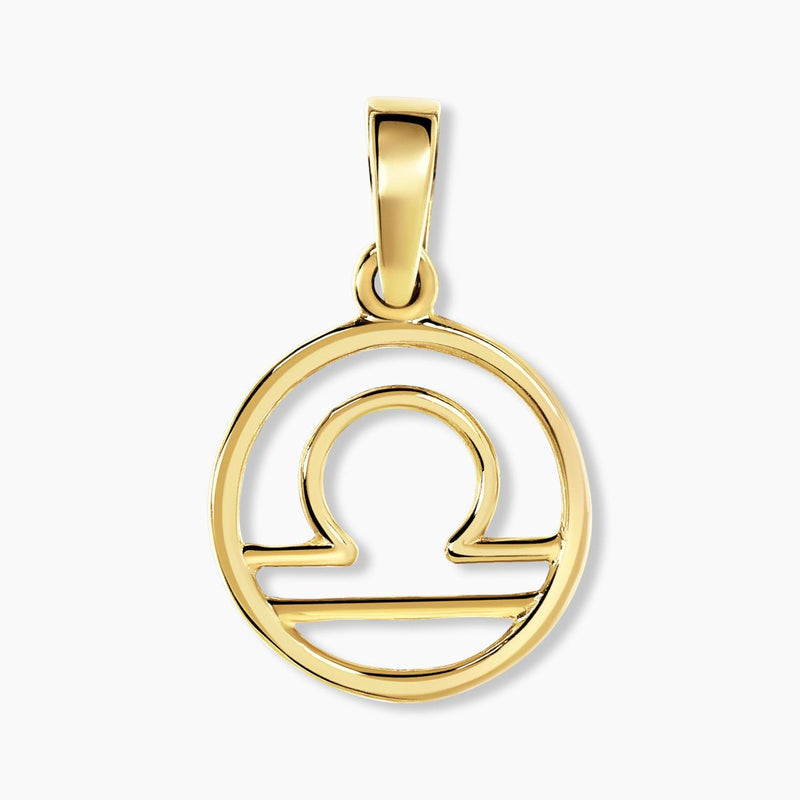 18ct yellow gold Libra zodiac pendant