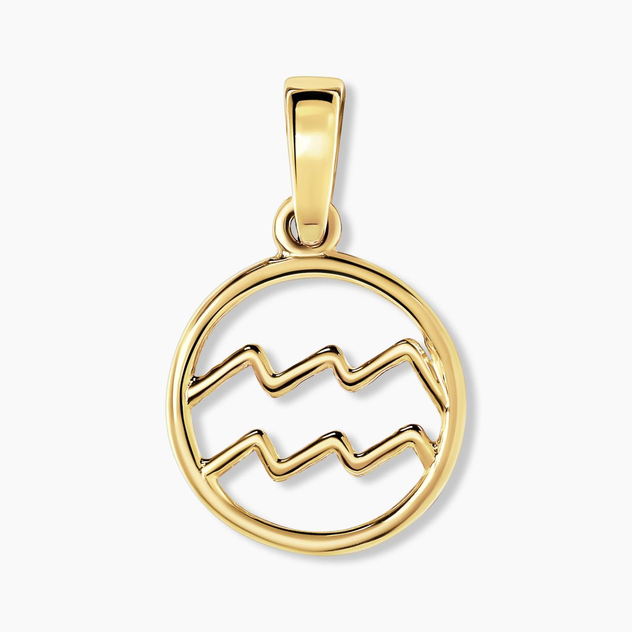 18ct yellow gold Aquarius zodiac pendant