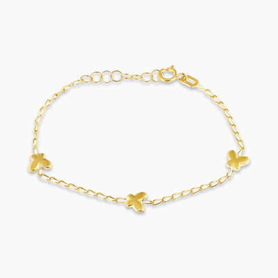 18ct yellow gold butterflies baby bracelet with spring ring clasp