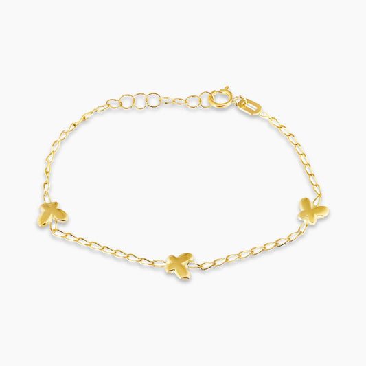 18ct yellow gold butterflies baby bracelet with spring ring clasp