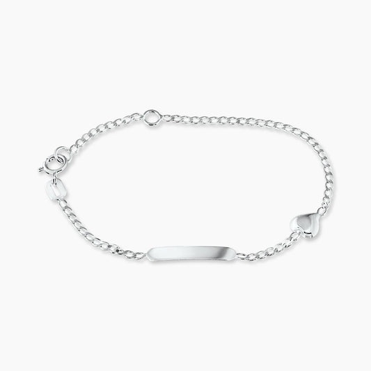 18ct white gold heart ID baby bracelet with spring ring clasp