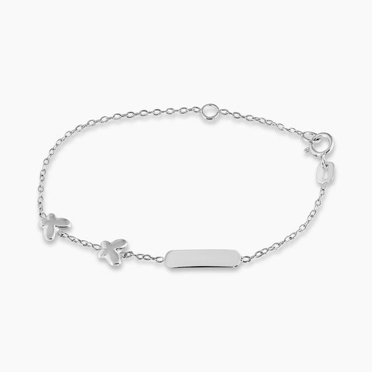 18ct white gold two butterflies baby ID bracelet with spring ring clasp