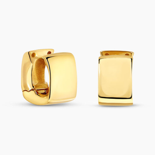 18ct yellow gold chunky square hoop earrings