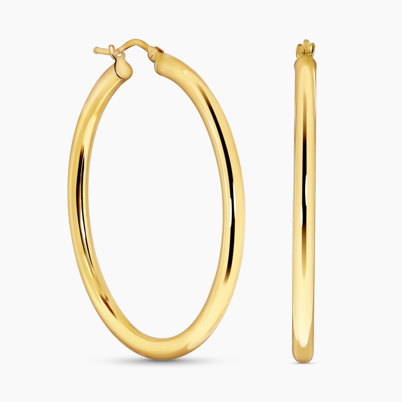 18ct yellow gold 30mm hollow hoop earrings