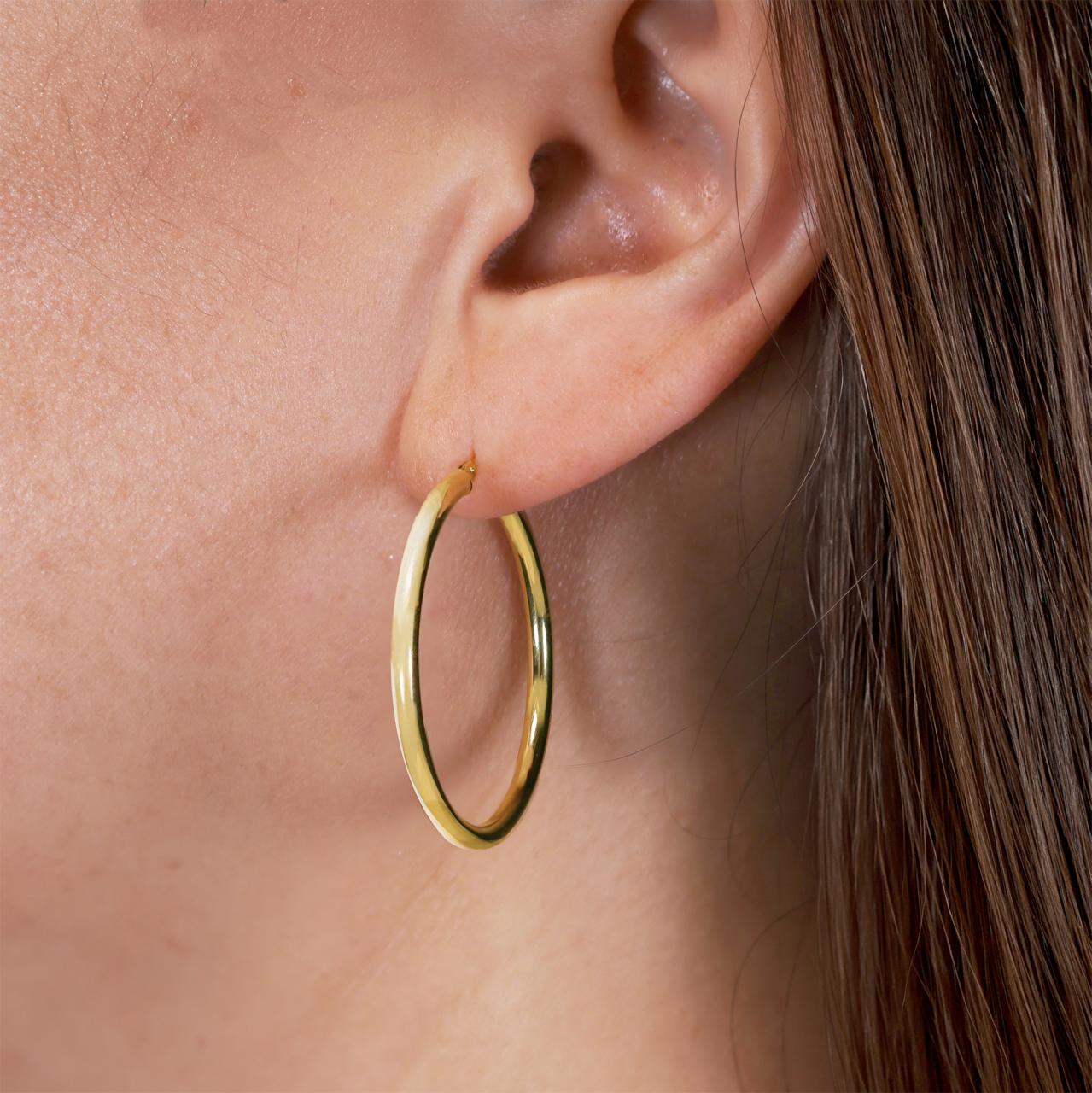 18ct yellow gold 30mm hollow hoop earrings