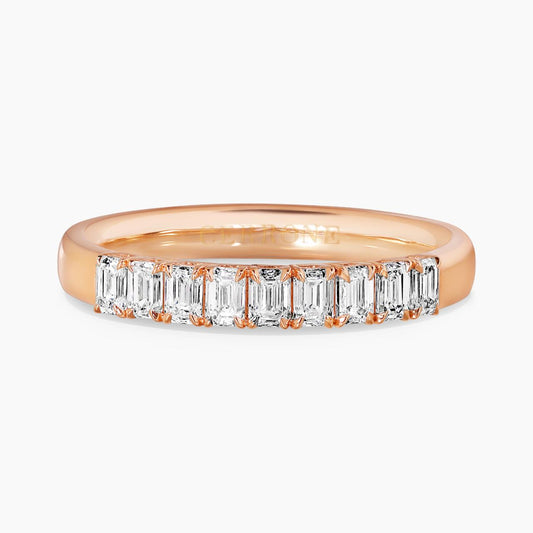 18ct rose gold emerald cut diamonds ring