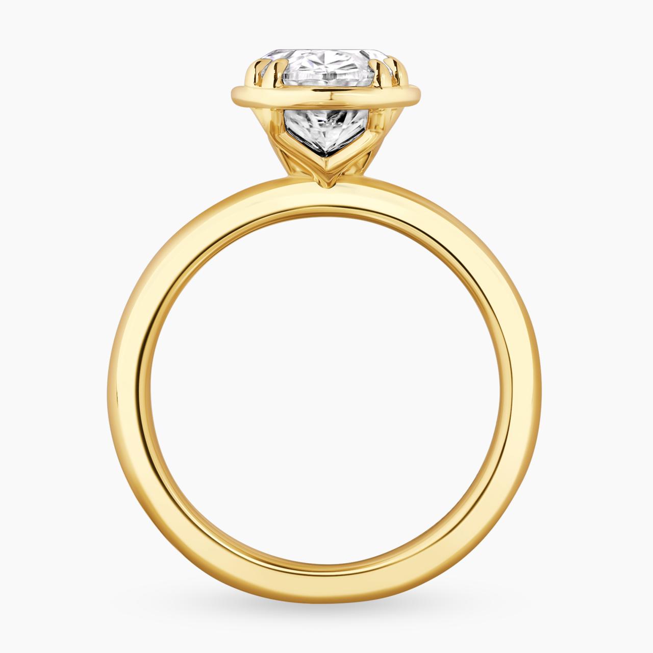 18ct yellow gold 2.56ct D VVS2 oval brilliant cut lab grown diamond solitaire ring in a bezel claw setting IGI Cert