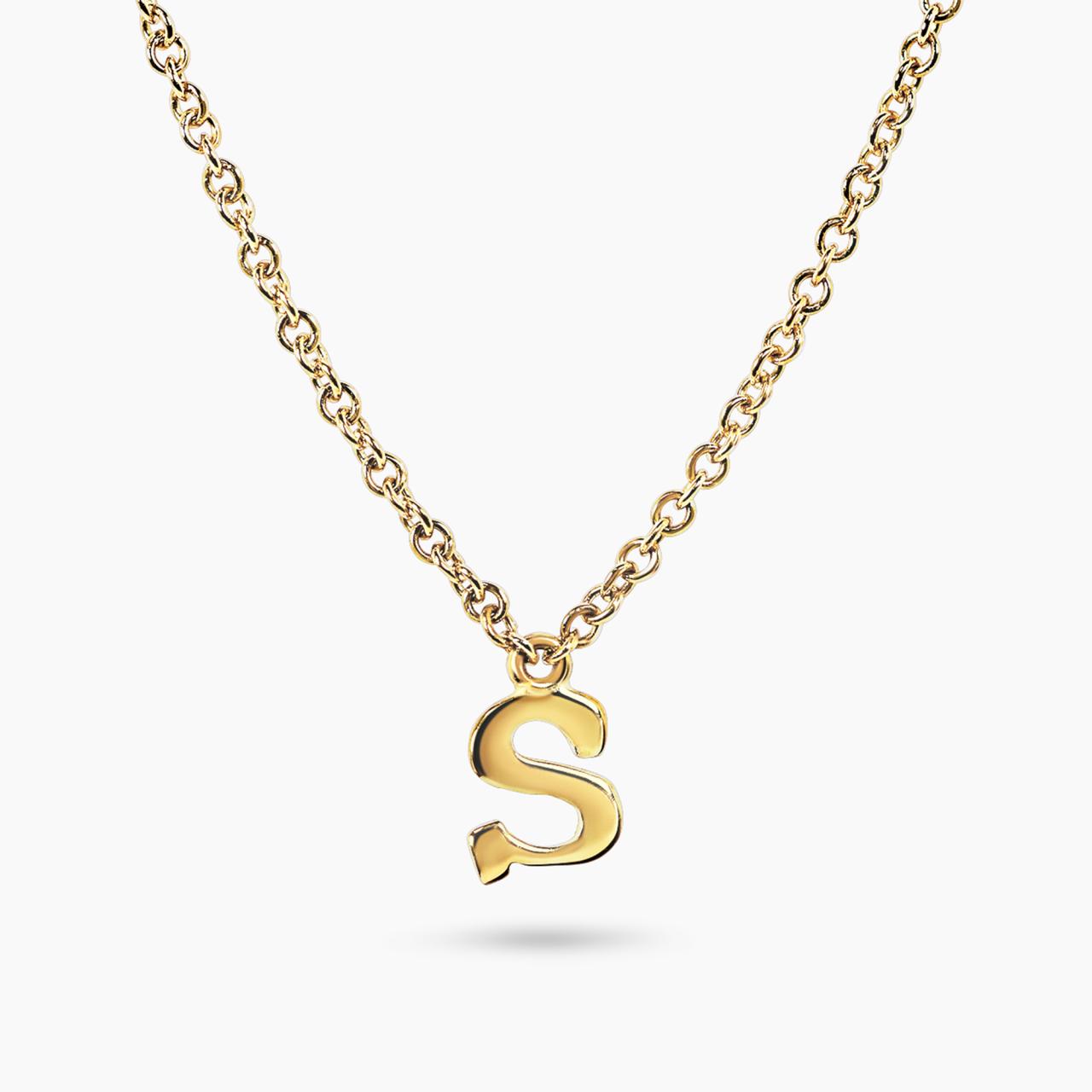 18ct yellow gold initial "S" necklace