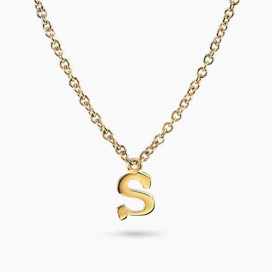 18ct yellow gold initial "S" necklace