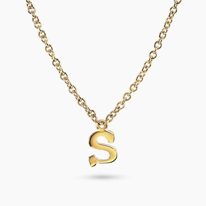 18ct yellow gold initial "S" necklace