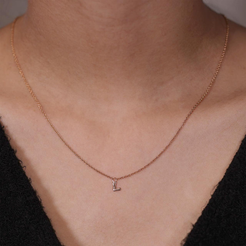 18ct rose gold initial "L" necklace