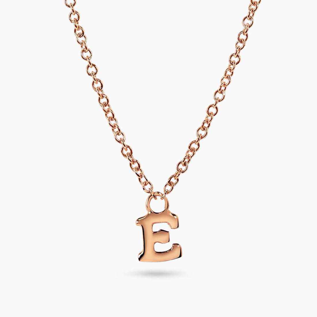 18ct rose gold initial "E" necklace