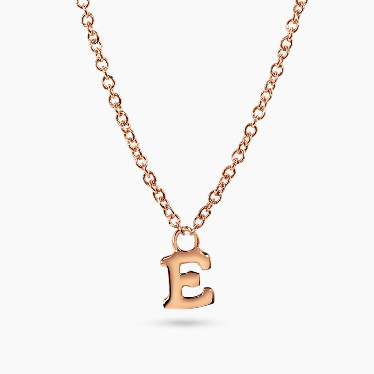 18ct rose gold initial "E" necklace