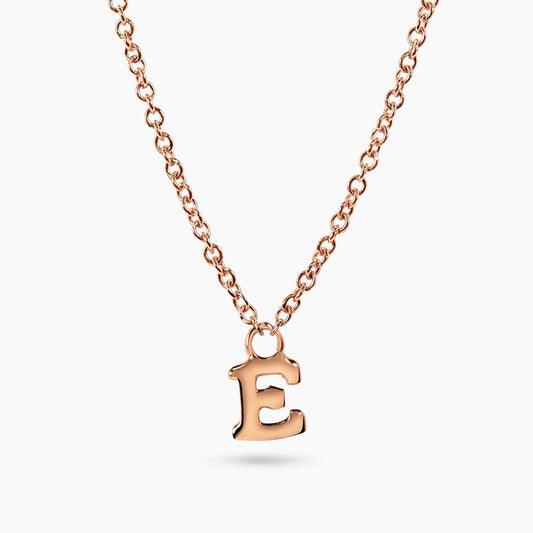 18ct rose gold initial "E" necklace