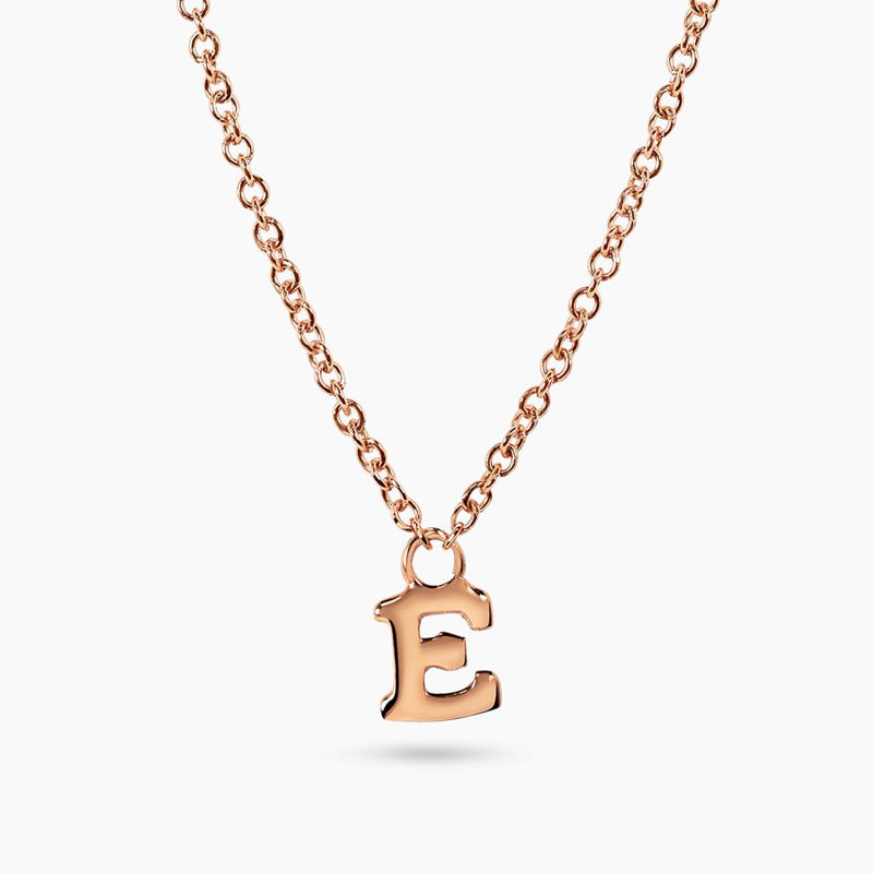 18ct rose gold initial "E" necklace