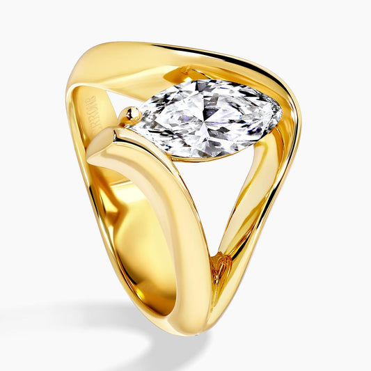 18ct yellow gold 1.21ct D VVS2 marquise lab grown diamond solitaire engagement ring IGI Cert
