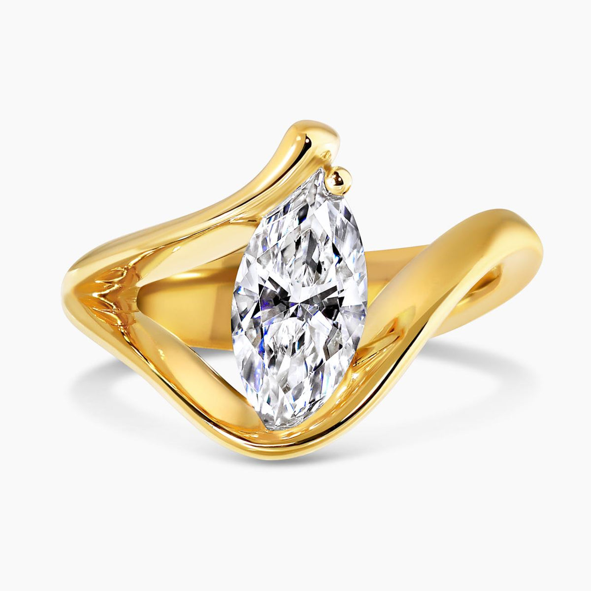 18ct yellow gold 1.21ct D VVS2 marquise lab grown diamond solitaire engagement ring IGI Cert