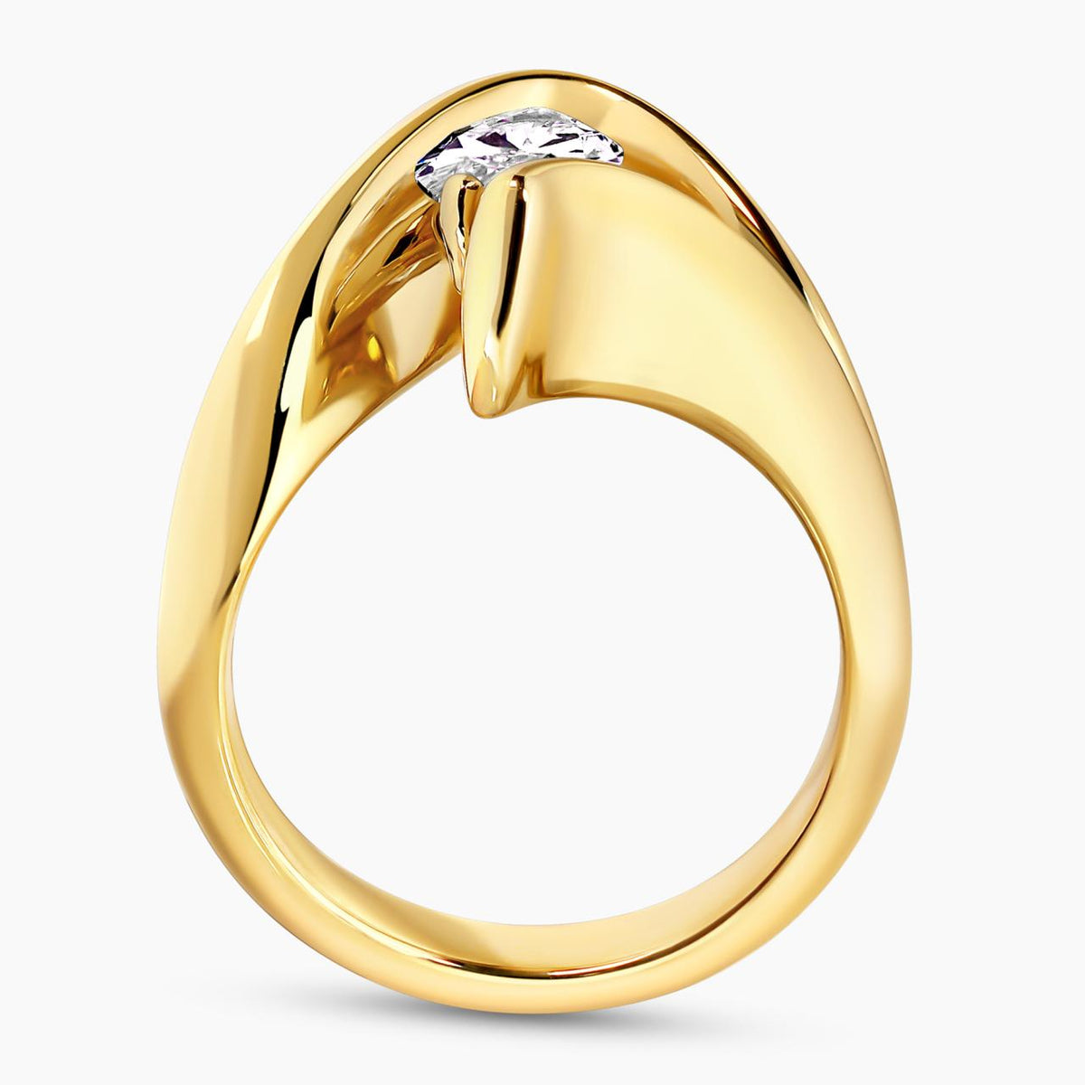 18ct yellow gold 1.21ct D VVS2 marquise lab grown diamond solitaire engagement ring IGI Cert