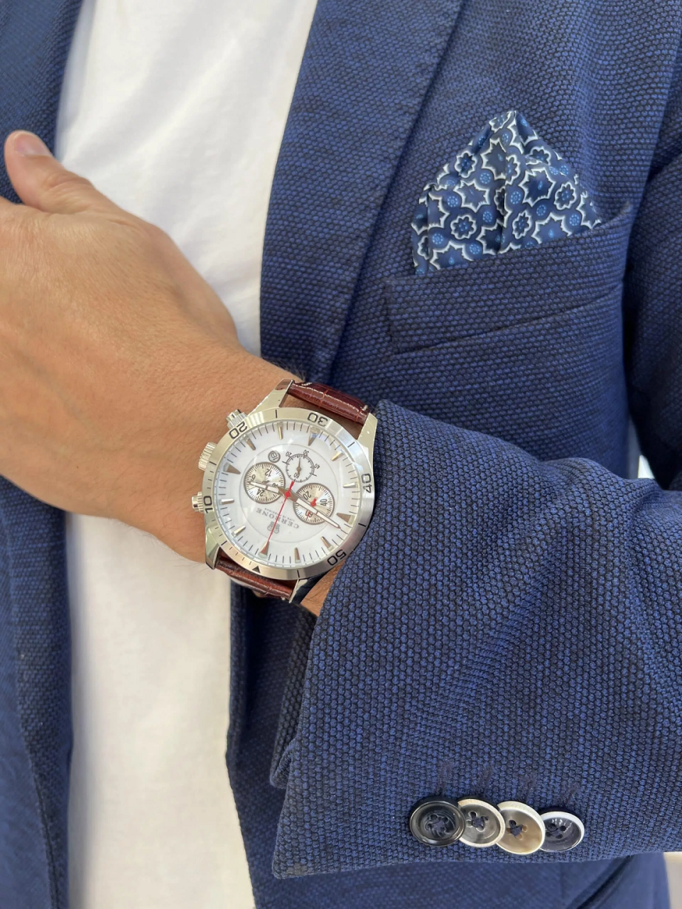 Cerrone 50th Anniversary chronograph ‘Cognac’ croc embossed watch
