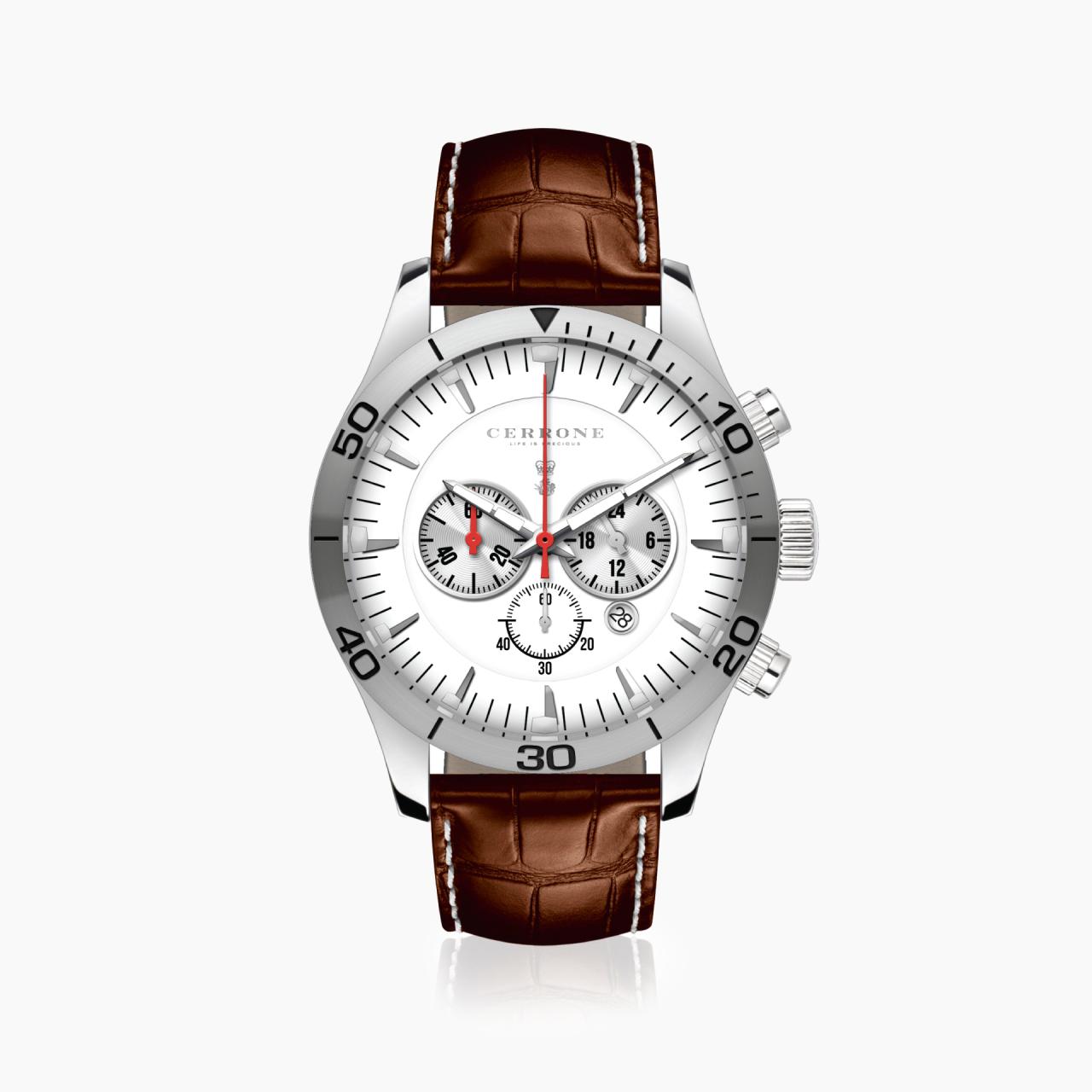 Cerrone 50th Anniversary chronograph ‘Cognac’ croc embossed watch