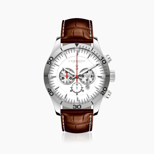 Cerrone 50th Anniversary chronograph ‘Cognac’ croc embossed watch