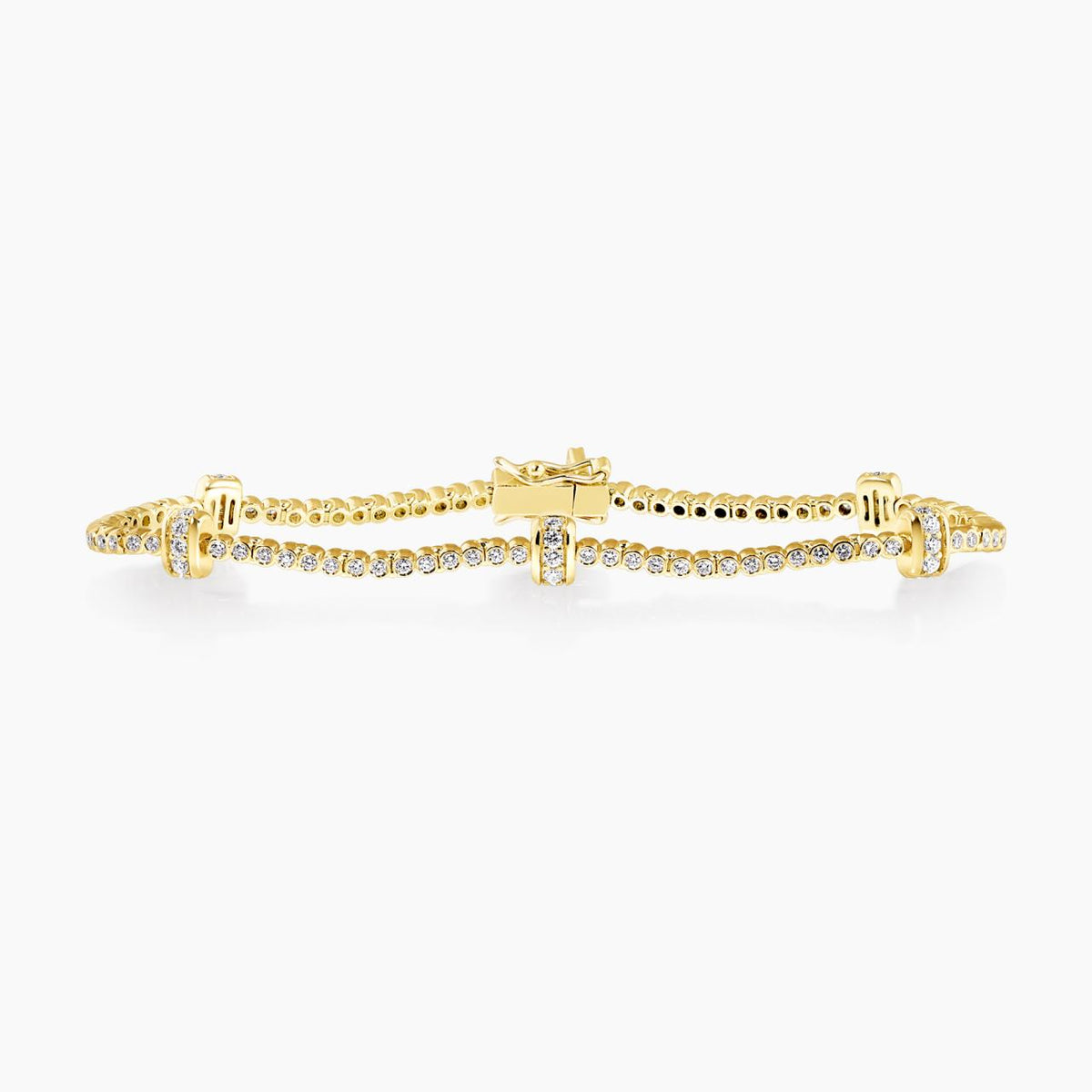 18ct yellow gold round brilliant cut diamond tennis bracelet