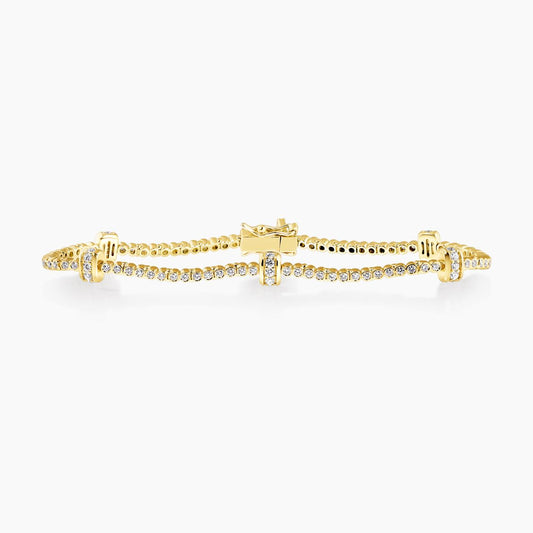 18ct yellow gold round brilliant cut diamond tennis bracelet