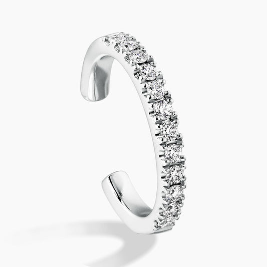 18ct white gold diamond single ear cuff earring in a claw setting