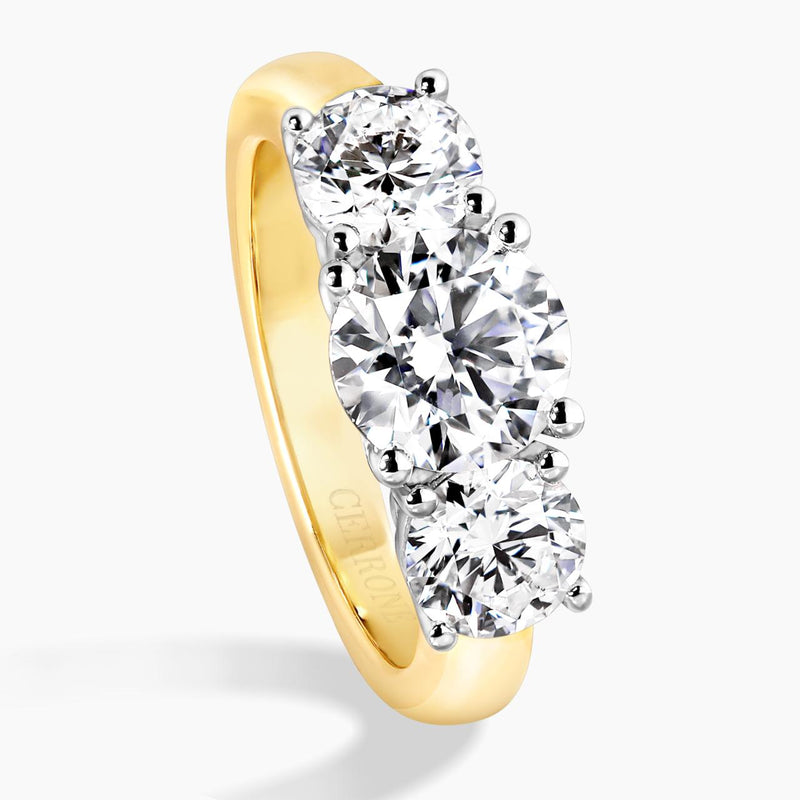 18ct yellow and white gold round brilliant cut diamond ring side view