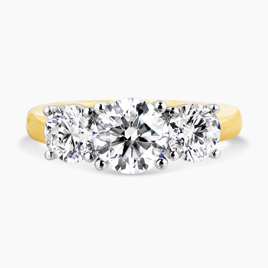 18ct yellow and white gold round brilliant cut diamond ring GIA Certs