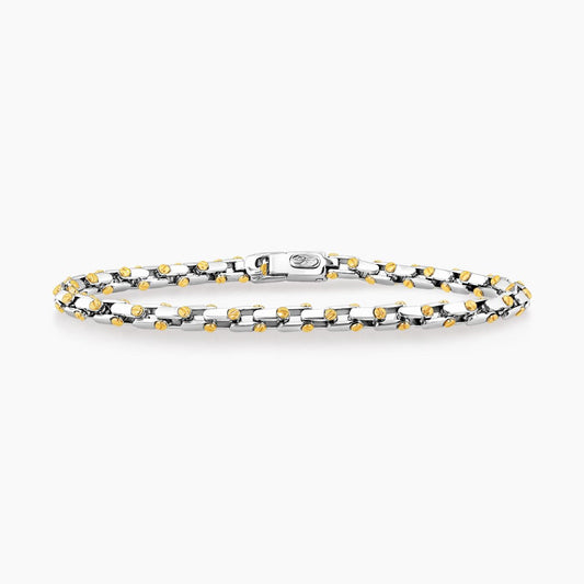 18ct white and yellow gold box link screw detailed bracelet