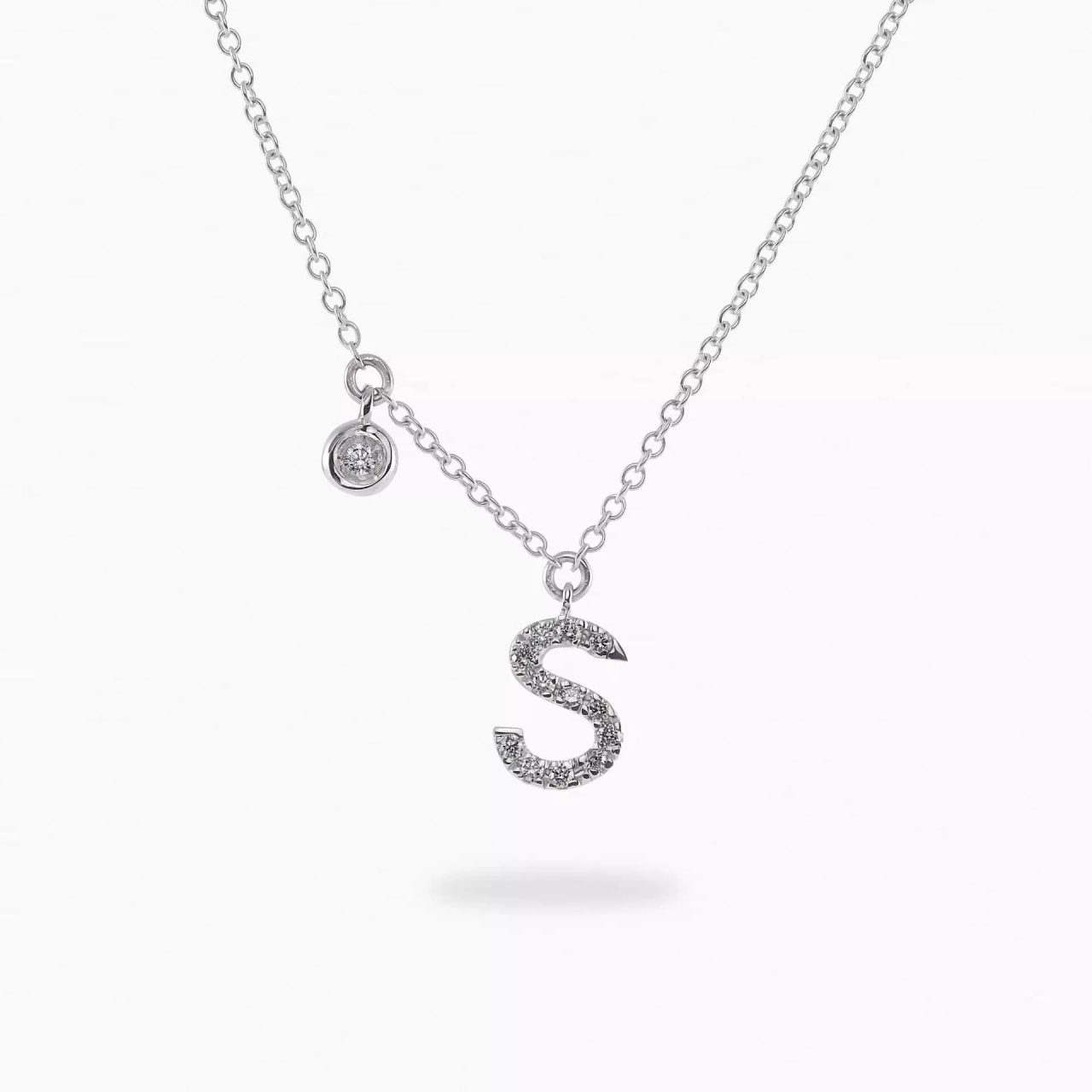 18ct white gold diamond Initial “S” necklace
