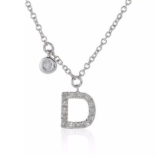 18ct white gold diamond initial “D” Necklace