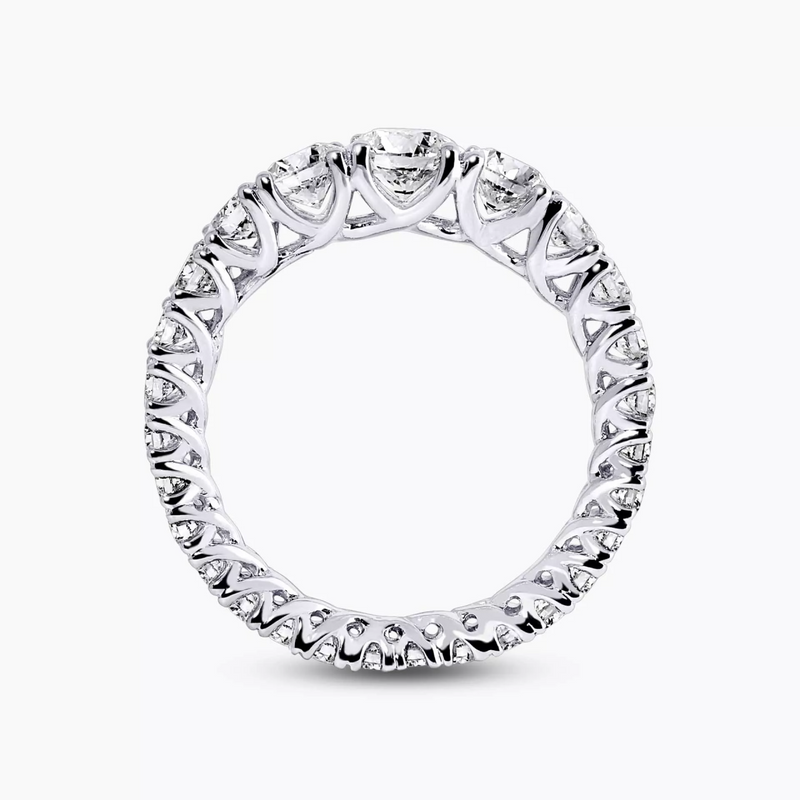 18ct white gold round brilliant cut diamond graduated full circle ring side view