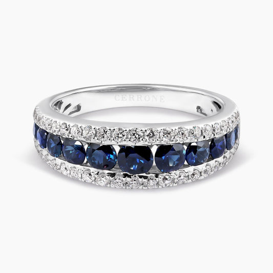 18CT White Gold Blue Sapphire & Diamond Dress Ring