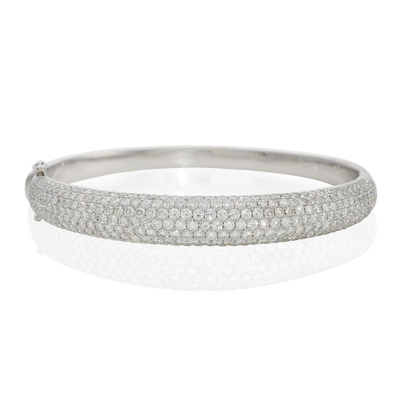 18ct White Gold Diamond Pave Set Bangle