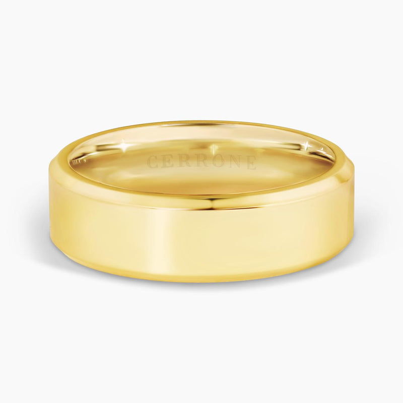 14ct yellow gold gents polished flat wedding ring
