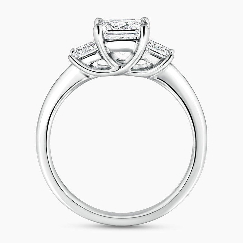 18ct White Gold 3 stone Engagement ring featuring a 1.02ct Princess Cut Diamond in the centre and Princess Cut Diamonds on either side