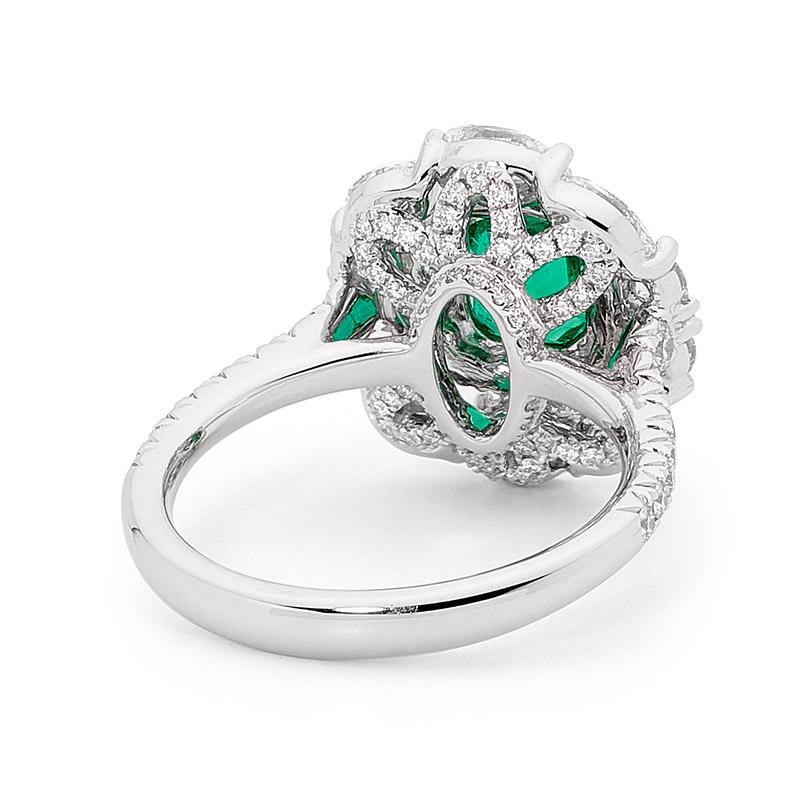 18ct white and yellow gold emerald, white and yellow diamond ring