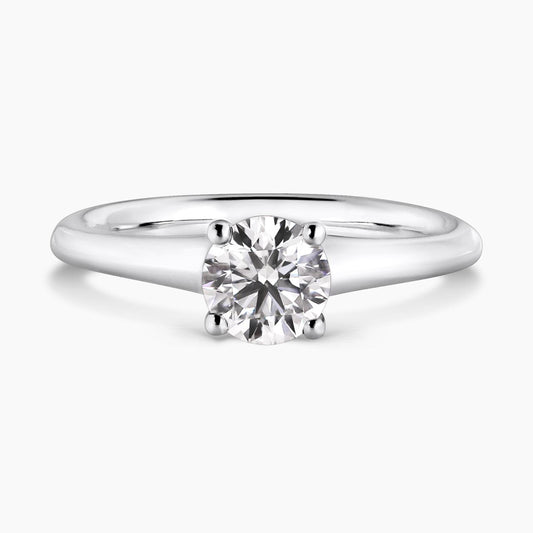 Platinum and rose gold round brilliant cut diamond engagement ring featuring pink round brilliant cut diamonds 